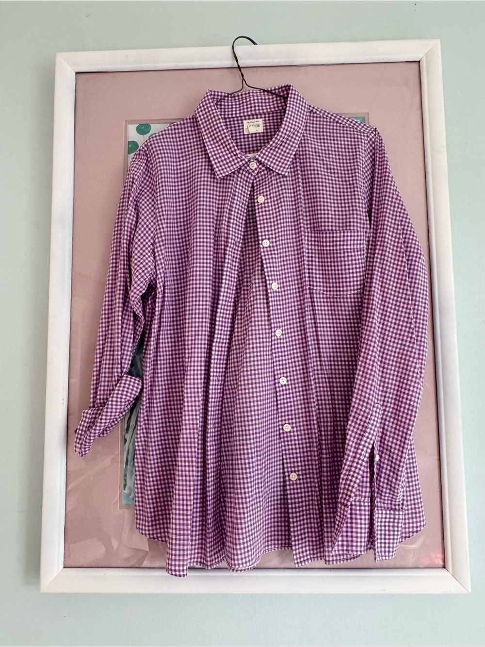 J. Crew Men's Purple Gingham Button-Down Shirt